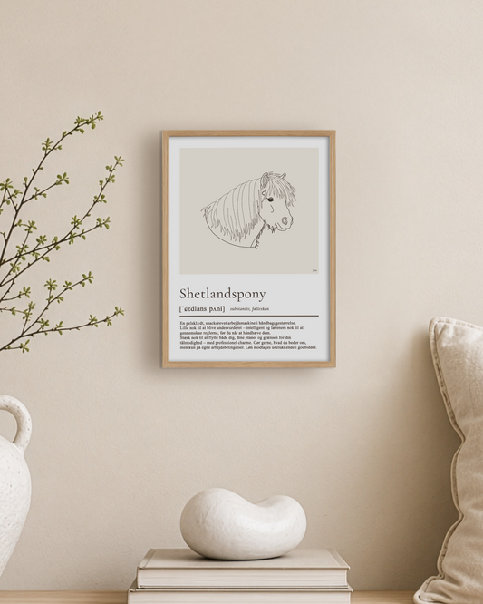 Shetlandspony – humoristisk plakat