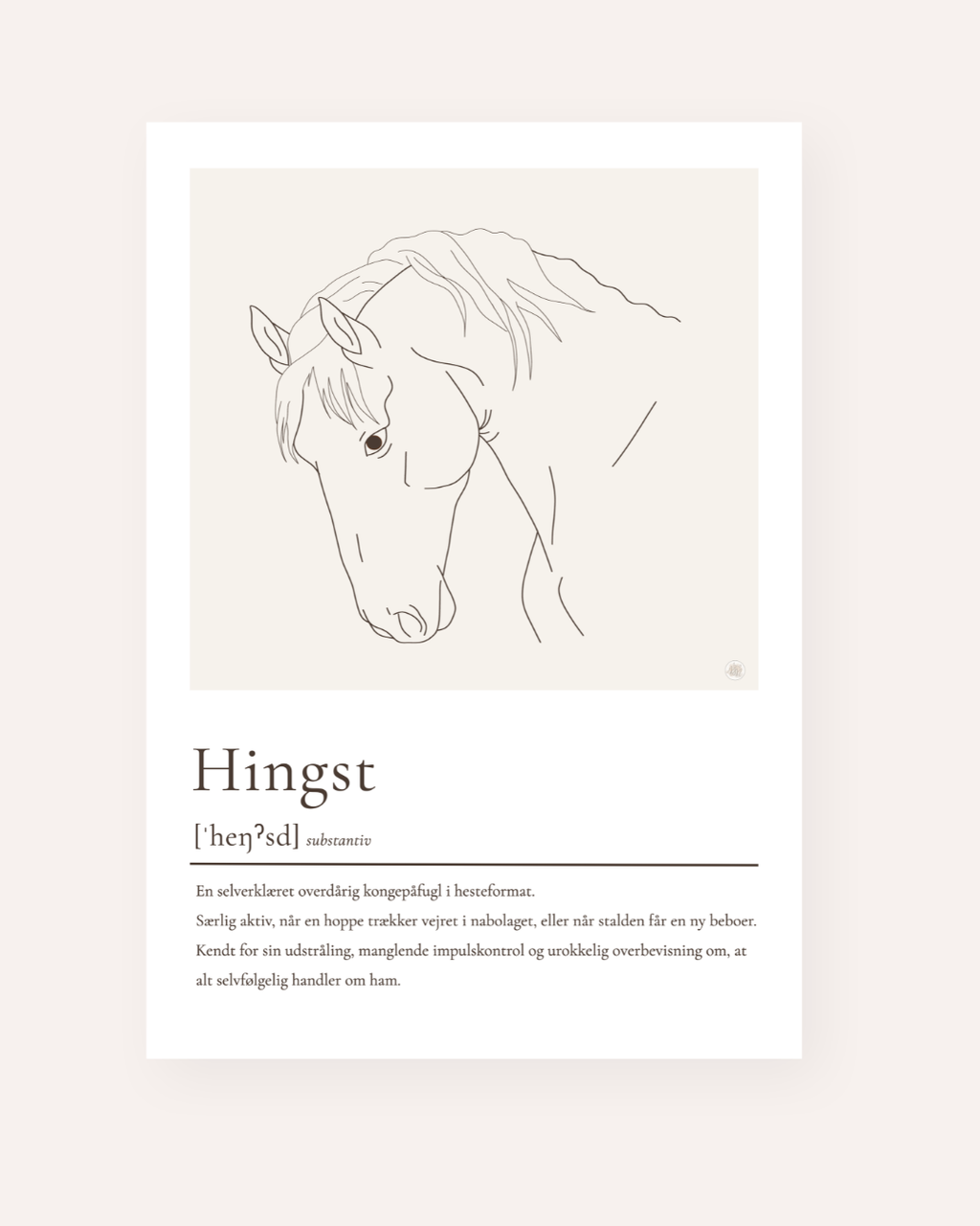 Hingst plakat – humoristisk hesteplakat med ordforklaring