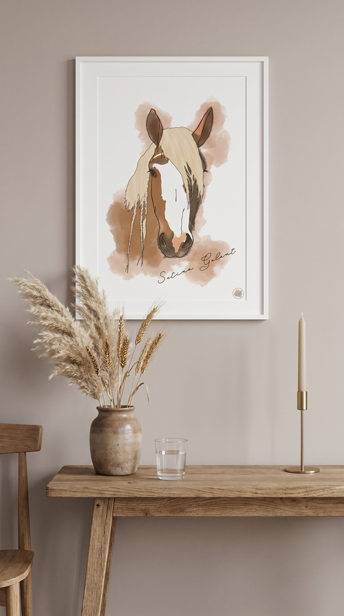 Personligt håndtegnet hesteportræt | Digital kunst efter dit foto
