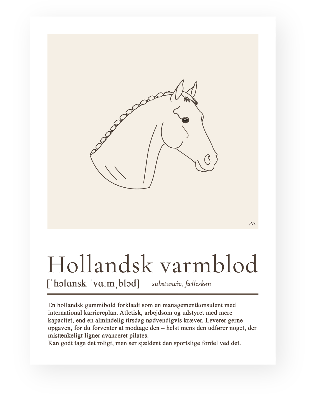 Hollandsk varmblod – humoristisk plakat