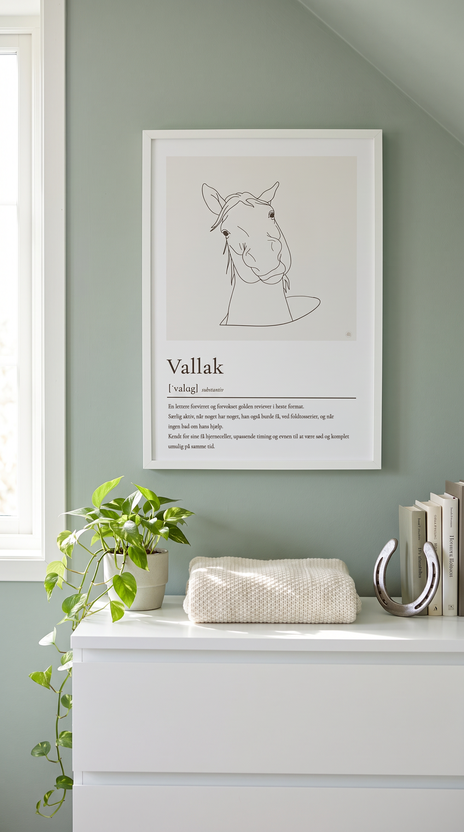 Vallak plakat – humoristisk hesteplakat med ordforklaring