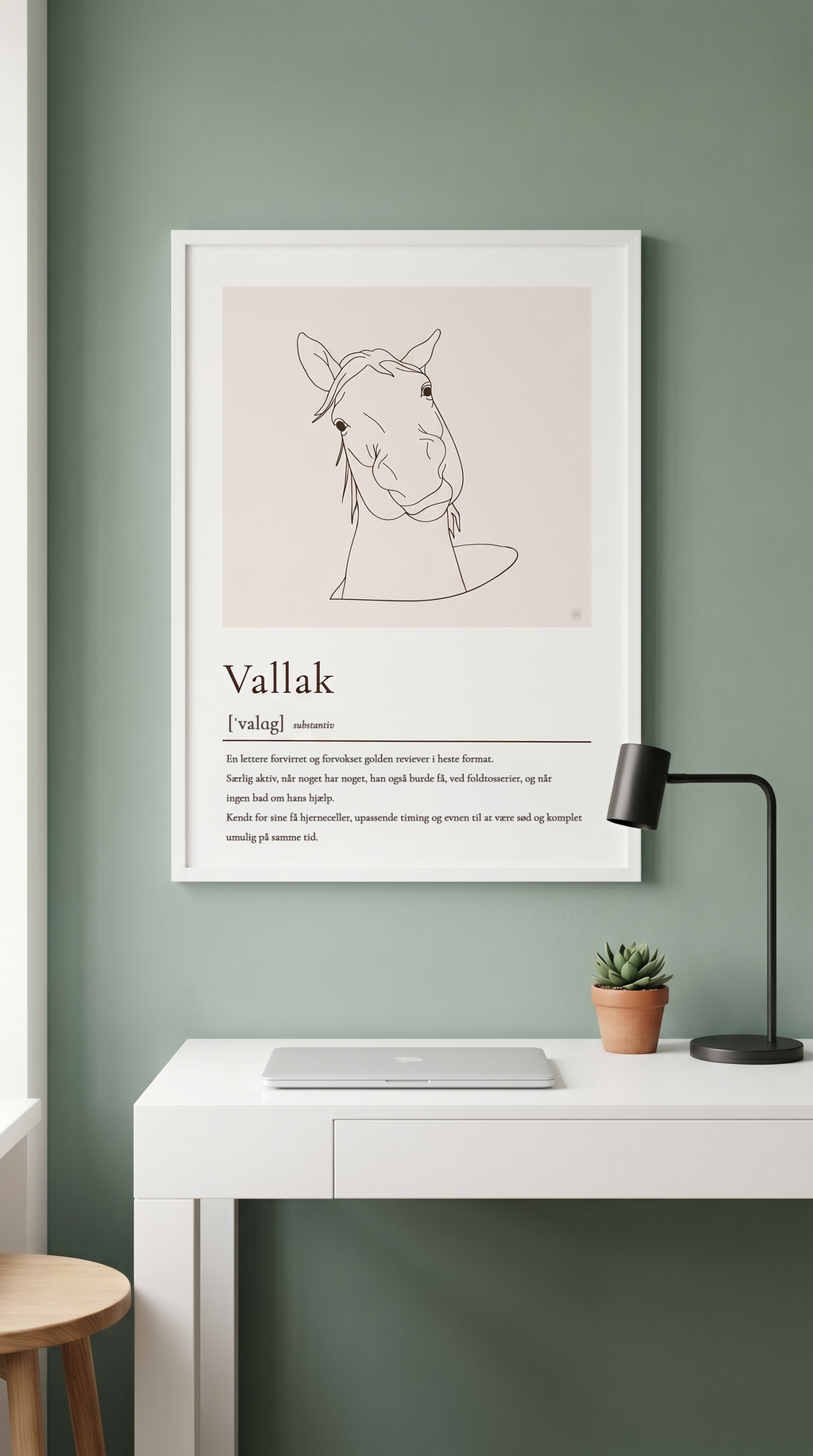 Vallak plakat – humoristisk hesteplakat med ordforklaring