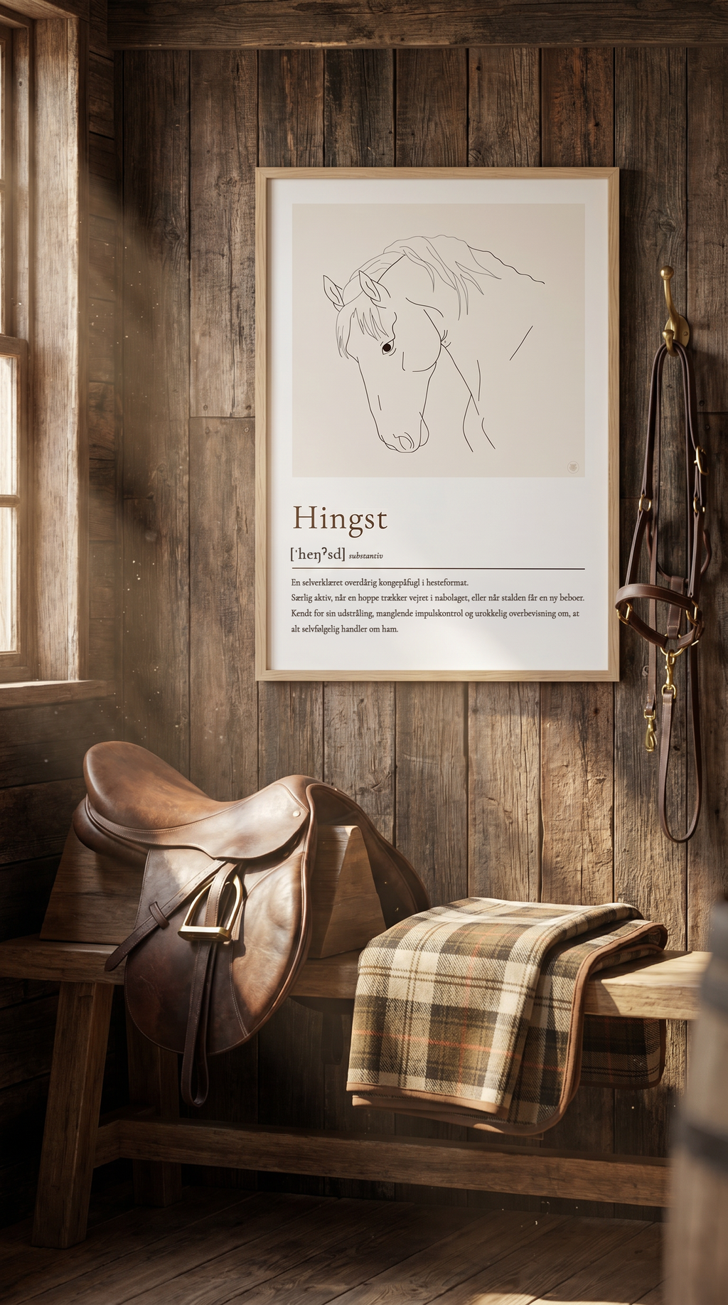 Hingst plakat – humoristisk hesteplakat med ordforklaring