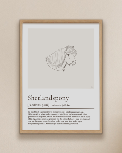 Shetlandspony – humoristisk plakat
