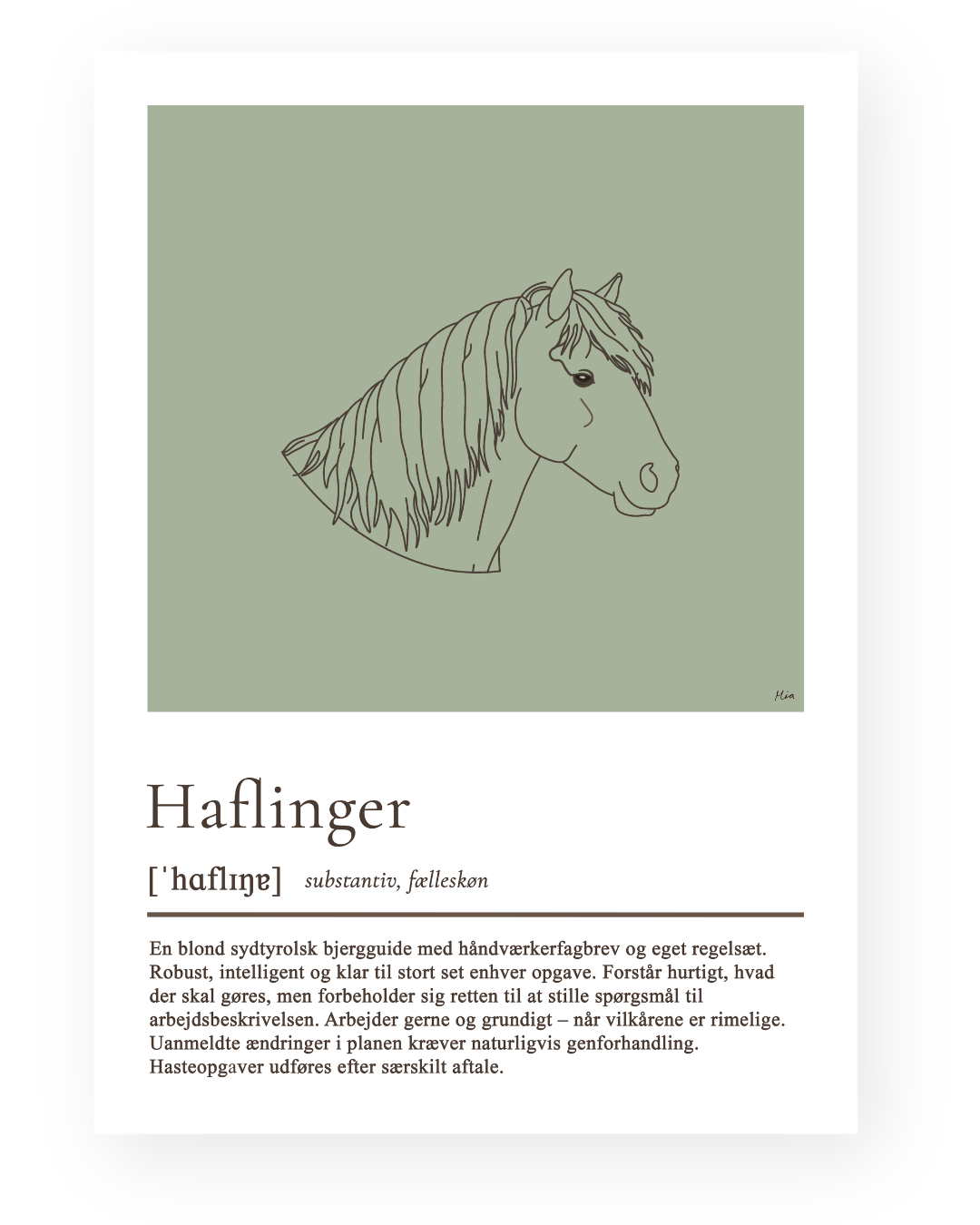 Haflinger – humoristisk plakat