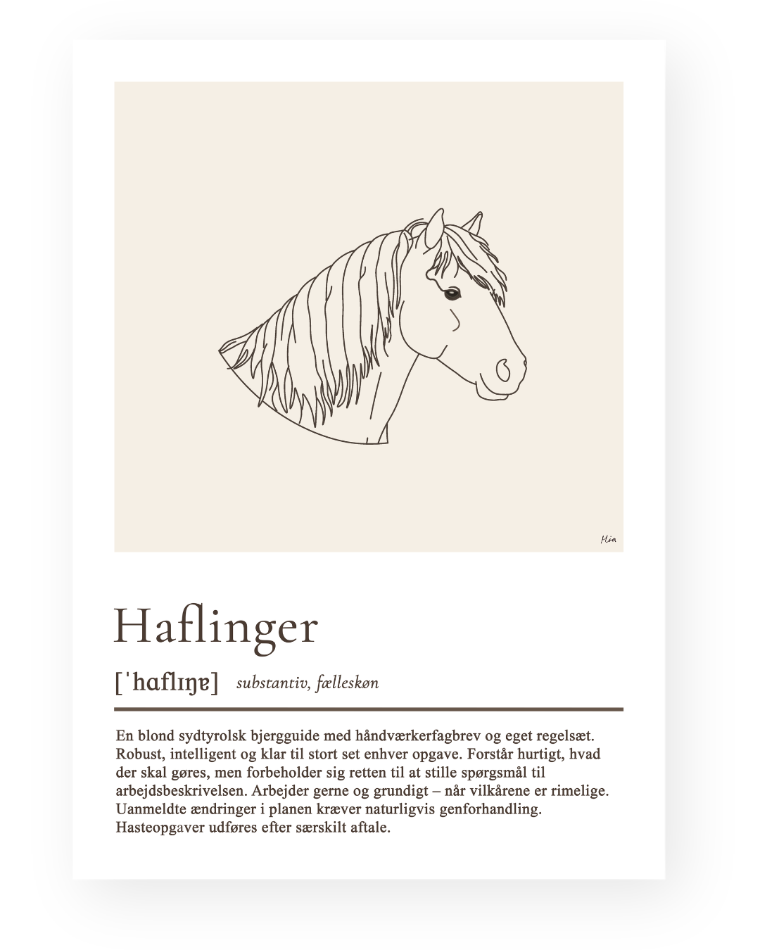 Haflinger – humoristisk plakat