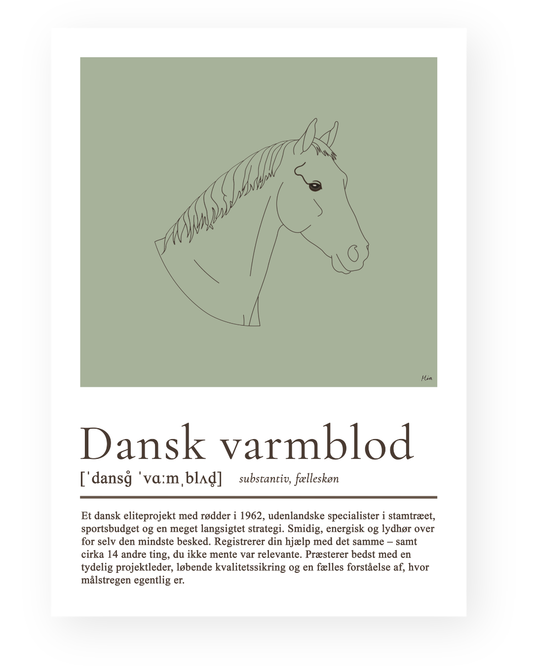 Dansk varmblod – humoristisk plakat