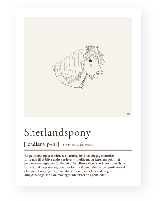Shetlandspony – humoristisk plakat